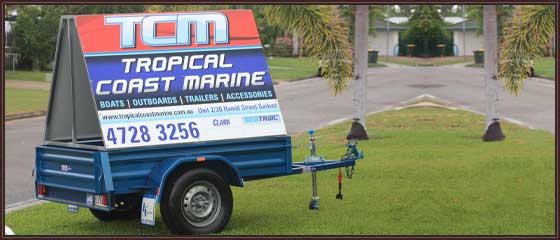 Tropical Coast Marine metal trailer frame sign